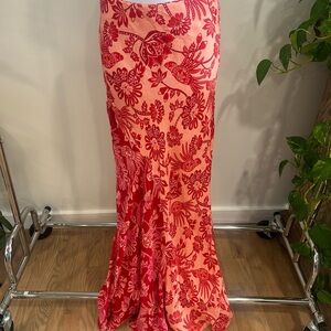 FARM Rio Vibrant Red and Pink Skirt
